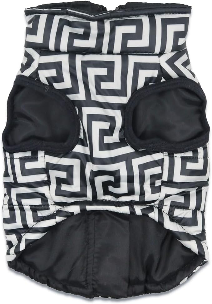 Funny Dog Jacket Winter Dogs Coats Puppy Geometric Coat with D Ring, Small