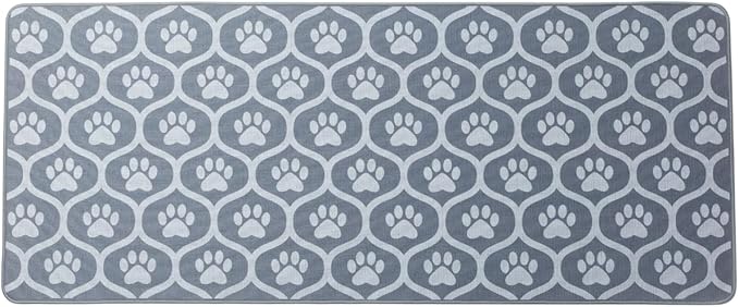 GreaterGood Festival Pets Non-Slip Floor Runner Rug Colorful Paw Print Hallway Kitchen Mat with Rubber Backing 47" Long, Pet-Lover Accent Rug (Pawtrellis)