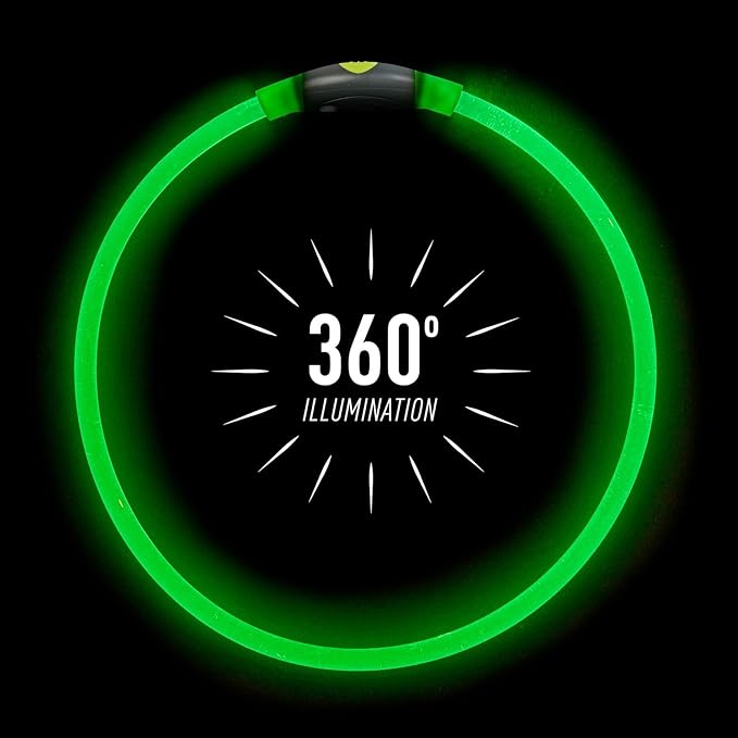 Nite Ize NiteHowl Rechargeable LED Safety Necklace - Dog Light for Dog-Walking Gear - Weather-Resistant Design - 5 Hours Runtime - Cut to Fit from 12” to 27” - Green