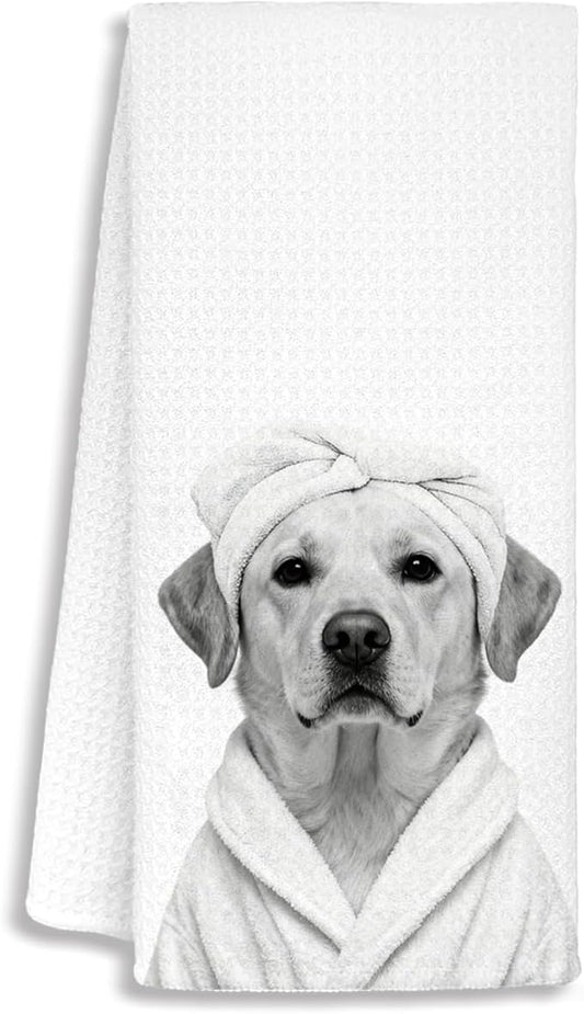 Funny Labrador Retriever Hand Towels, Labrador Retriever Gifts for Women, Yellow Lab Gifts Decorative Hand Towels for Bathroom Decor, Funny Dog Bathroom Decor, 16x24 Inch