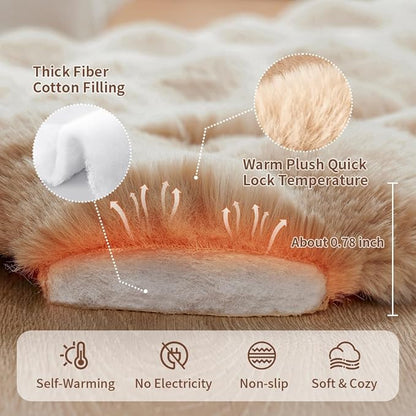Cat Bed Mat, Soft Plush Faux Fur Kneading Pet Bed, Machine Washable Cat Sleeping Pad for Indoor Cats & Kittens, Non-Slip Fluffy Cat Rug for Couch Sofa Floor, 23x15 Inch Coffee