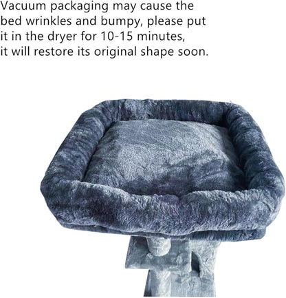 SHENGOCASE Cat Tree Tower Accessories Replacement Parts Top Cushion Bed Cover for Cat Perch with Elastic Band (11.8" x 15.7", Grey)