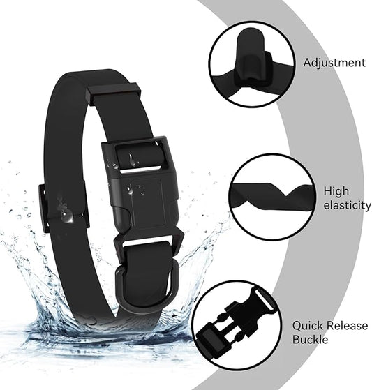 Waterproof Dog Collar, Easy to Clean Rubber Dog Collars with Quick Release Buckle Fits Small Medium or Large Dogs (Black, L < 15.4-24.8 inch)
