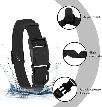 Waterproof Dog Collar, Easy to Clean Rubber Dog Collars with Quick Release Buckle Fits Small Medium or Large Dogs (Black, S < 9.5-14.1 inch)