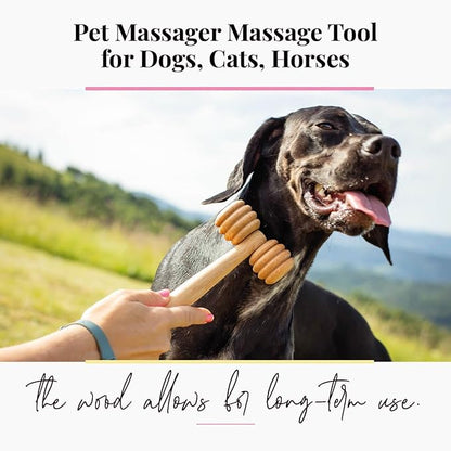 tuuli Wooden Pet Massager Massager Roller for Dogs, Cats, Horses, Massage Brush, Short or Long Hair
