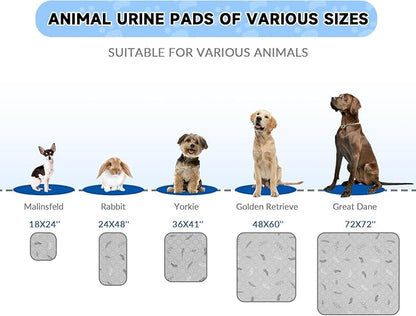 Sunheir 2 Pack Washable Guinea Pig Pee Pads, 24" x 48" Waterproof Reusable Guinea Pig Cage Liners, Absorbent Bedding Training Mat for Small Animal Guinea Pigs Rabbit Bunny Hamster - Light Grey