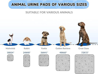 Sunheir 2 Pack Washable Guinea Pig Pee Pads, 24" x 48" Waterproof Reusable Guinea Pig Cage Liners, Absorbent Bedding Training Mat for Small Animal Guinea Pigs Rabbit Bunny Hamster (Leaves - Deep Grey)