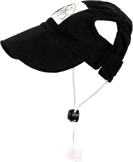 Pet Dog Baseball Cap, Cat Hat, Cat Dog Sun Cap with Ear Holes, Adjustable Puppy Outdoor Sun Hat (Black, Large)