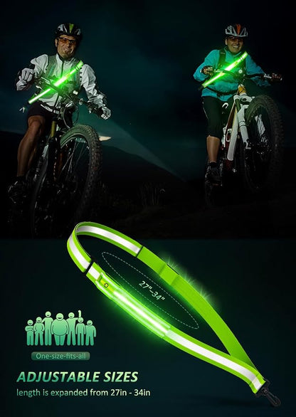 LED Reflective Belt Sash Walking Gear,Safety Lights for Walkers at Night,High Visibility Safety Rechargeable Reflective Running Gear for Men Women Kids Night Dog Walking Gear