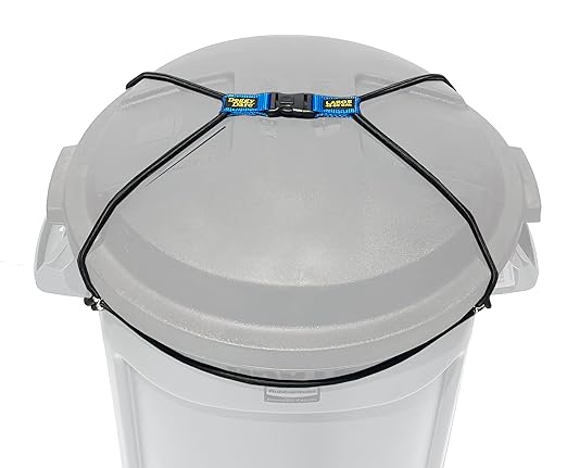 Trash Can Lock - Large - Fits 45 Gallon Trash Cans - Perfect for Dogs, Raccoons, Opossums - Bungee Cord Design Makes Install Simple (Trash Can NOT Included)