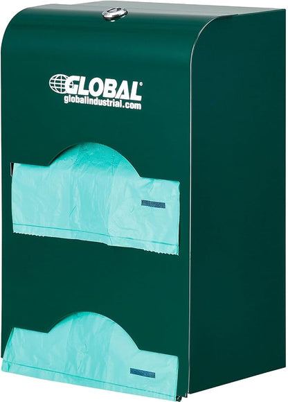 Global Industrial Pet Waste Plastic Bags With Tie-Handles, Green, 400 Bags/Roll