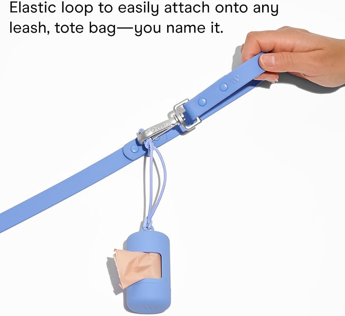 Wild One Dog Poop Bag Holder and Dispenser with Leash Attachment, Leak Proof, Easy Twist Top for Refills, Includes 1 Box Of Bags, Spruce