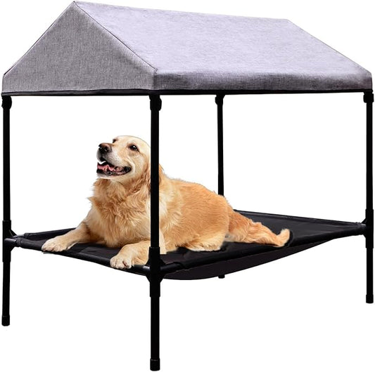 Elevated Dog Bed with Canopy, Outdoor Dog Bed with Removable Shade Tent for Small Medium Dogs, Breathable, Easy to Clean(36" x 25")