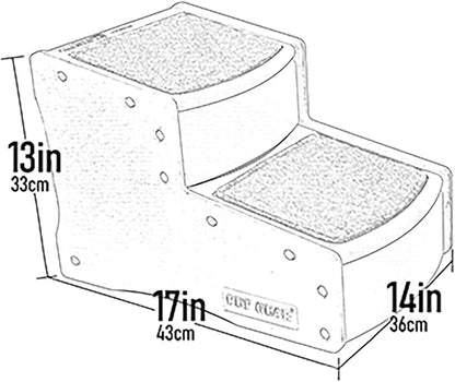 Pet Gear Easy Step II Pet Stairs, 2 Step for Cats/Dogs up to 75-pounds, Portable, Removable Washable Carpet Tread, No Tools Required, Coffee Bean