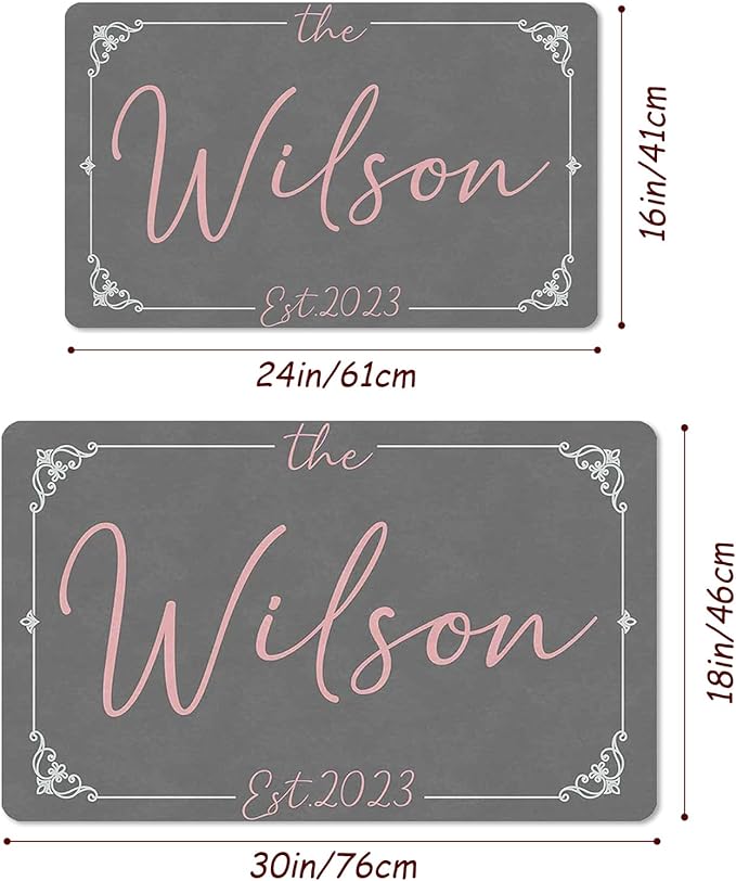 Custom Doormat with Family Name - Personalized Entryway Door Mat Front Door Mat for Outdoor Decor Entrance Mat Housewarming Gift with Anti-Slip Backing