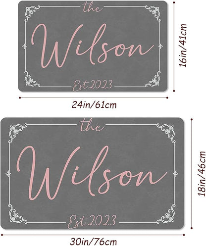 Custom Doormat with Family Name - Personalized Entryway Door Mat Front Door Mat for Outdoor Decor Entrance Mat Housewarming Gift with Anti-Slip Backing
