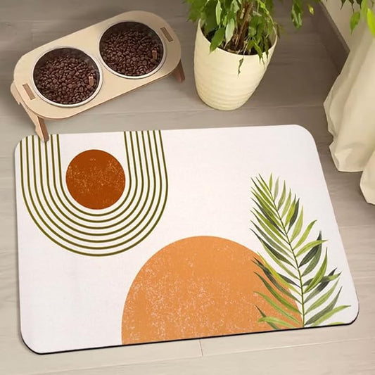 Dog Food Mats for Floors Waterproof, Cat Water Bowl Mats Pet Feeding Absorbent Placemats Bohemia 24 * 32 inch