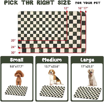 Dog Food Mats for Floors Waterproof, Pet Water Bowl Mats Pet Feeding Absorbent Placemats Plaid 12 * 20 inch