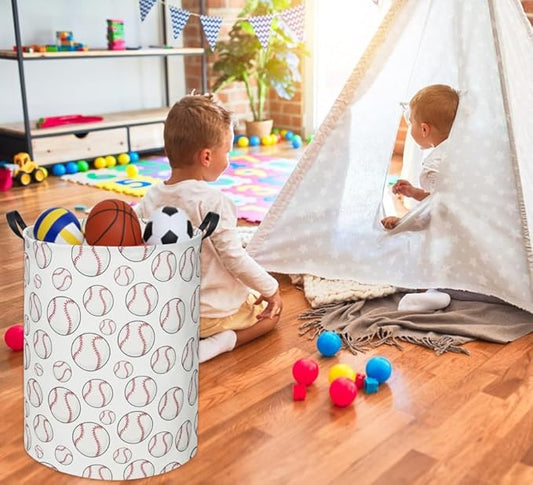 Baseball Kids Laundry Basket Baby Hamper Toy Storage Bin for Boys Room Decor Baby Nursery Hamper Gift Baskets for Bedroom Bathroom(Baseball)