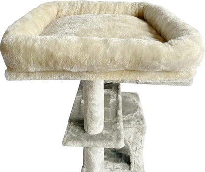 SHENGOCASE Cat Tree Tower Accessories Replacement Parts Top Cushion Bed Cover for Cat Perch with Elastic Band (15.7" x 15.7", Beige)
