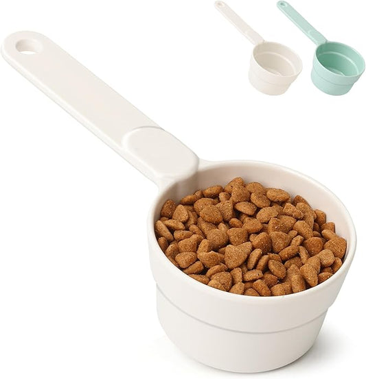 Dog Food Scoop 1/2 Cup - MSBC Melamine Pet Food Scoop Measuring Cup for Dog Cat Ferret Rabbit Bird Food, Half Cup Scoop Food-Grade Pet Feed Scoops with Handle, Dishwasher Safe, White