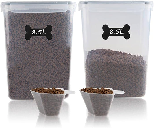 Geyecete 2 PC [8.5L/287 Oz] large food storage containers Extra Large dog Food Storage Containers with Airtight Lids Can hold 15-20 pounds-Black