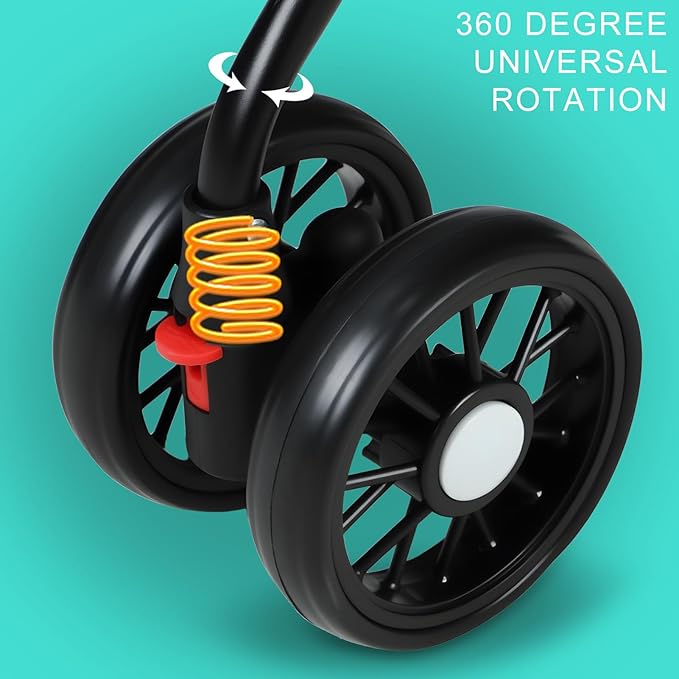 Pet Stroller for Small Dogs Cats, 360 Degree Rotatable Foldable Pet Travel Carrier Pets Strolling Cart with Visible Mesh Adjustable Canopy Cup Holder Rear Wheel Dual Brake 1 Set