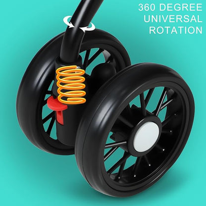 Pet Stroller for Small Dogs Cats, 360 Degree Rotatable Foldable Pet Travel Carrier Pets Strolling Cart with Visible Mesh Adjustable Canopy Cup Holder Rear Wheel Dual Brake 1 Set