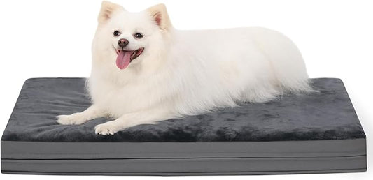 Vonabem Waterproof Small Dog Bed Crate Pad, 24 inch, Outdoor Washable Orthopedic, Anti-Slip Bottom Puppy Cat Bed Kennel Pad 23 * 17 inch, Dark Gray