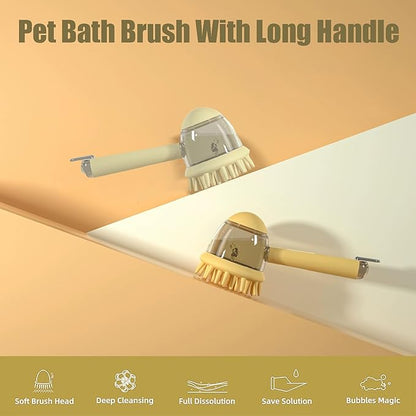 3 In One Pet Massaging Brush - Clean,Massage,Groom Comb - Silicone Comb Suppleness Brush ，Pet Friendly Wash Tools For Cats&Dogs (yellow)