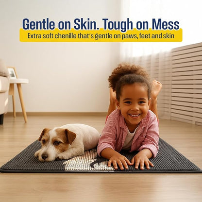 Muddy Mat® Highly Absorbent Microfiber Door Mat and Pet Rug, Non Slip Thick Washable Area and Bath Mat Soft Chenille for Kitchen Bedroom Indoor and Outdoor - Dog Face Cavalier Spaniel 19"X30"