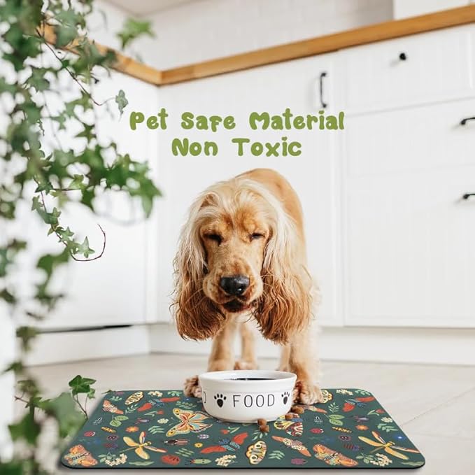 Dog Food Mats for Floors Waterproof, Pet Water Bowl Mats Pet Feeding Absorbent Placemats 16 * 24 inch
