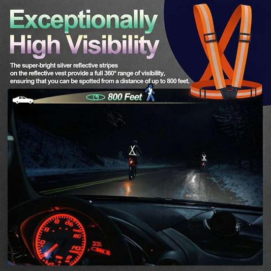 2 Packs Reflective Vest Running Gear, High Visibility Reflective Running Gear Adjustable Elastic Safety Vest for Night Jogging, Biking, Walking or Dog Walking, Running Vest for Men Women Children