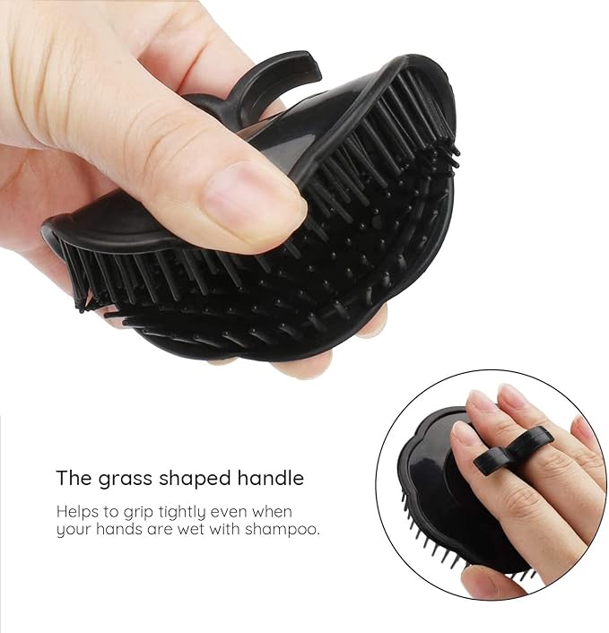 Nıva 2pcs Scalp Massager Shampoo Brush, Massage Hair Brush Floriated Shower Comb for Deep Cleaning Hair Men’s Hand Brush Growth Beard Brush Pet Grooming Brushes (Black)