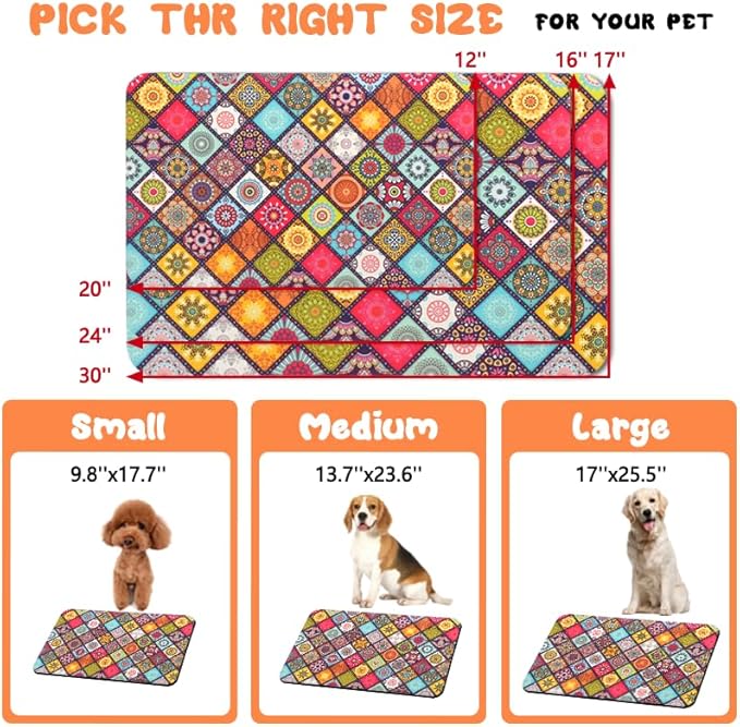 Dog Food Mats for Floors Waterproof, Pet Water Bowl Mats Pet Feeding Absorbent Placemats Bohemia 12 * 20 inch