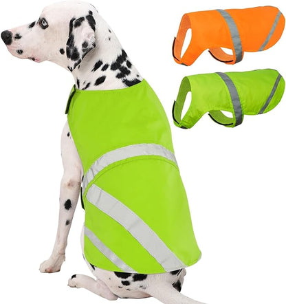 Kuoser Reflective Dog Vest, High Visibility Safety Vest for Medium to Large Dogs, Lightweight Pet Reflective Vests for Hunting Outdoor Activities Walking at Night, Fluorescent Green XL