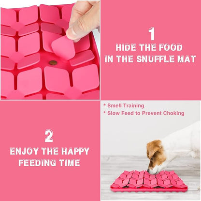 Snuffle Mat for Dogs,Premium Silicone Dog Food Mat 8“x13”Interactive Feed Game for Boredom,Encourages Natural Foraging Skills and Stress Relief for Medium Pets Smell Training Slow Feed Mat P