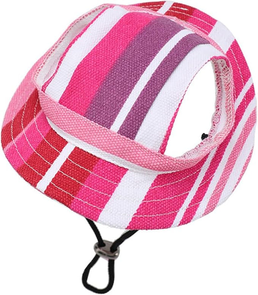Round Brim Princess Hat Visor Hat Pet Dog Mesh Porous Sun Hat with Ear Holes for, Extra Dog Teddy, Pug, Chihuahua, Shih Tzu, Yorkshire Terriers, Papillon Z-2-rosered Medium
