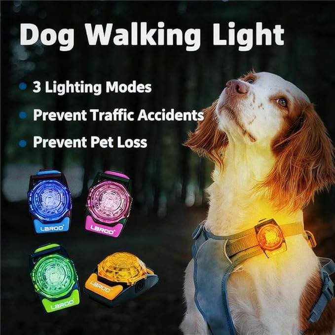 LaRoo Dog Collar Light for Night Walking - USB-C Rechargeable, 13g Ultra Light Waterproof LED Pet Safety Light with 3 Modes, Small Medium Dogs, Anti-Lost Pet Camping Running Essentials(Yellow)