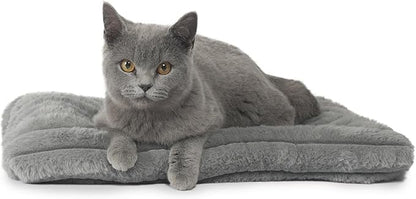 Cat Bed Dog Crate Pad Ultra Soft Comfy Flat Pet Bed Sleeping Cushion Washable Crate Mat for XX-Small Dogs and Indoor Cats Anti-Slip Tiny Dog Kennel Pad Cat Carrier Mat 18 x 12 inch Grey