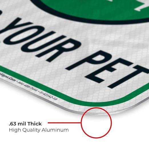 Clean Up After Your Dog Sign, Please Pick Up After Your Pet Sign, 12x18 Inches, 3M EGP Reflective .063 Aluminum, Fade Resistant, Easy Mounting, Indoor/Outdoor Use, Made in USA