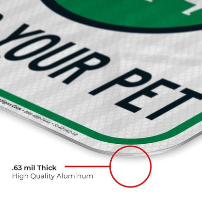 Clean Up After Your Dog Sign, Please Pick Up After Your Pet Sign, 12x18 Inches, 3M EGP Reflective .063 Aluminum, Fade Resistant, Easy Mounting, Indoor/Outdoor Use, Made in USA