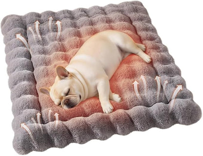 Cat & Dog Bed Mat, Soft Plush Faux Fur Kneading Pet Bed for 2 Cats or Small Dogs, Machine Washable Cat Sleeping Pad, Non-Slip Fluffy Pet Rug for Indoor Cats Kittens & Small Dogs, 27x20 in Grey
