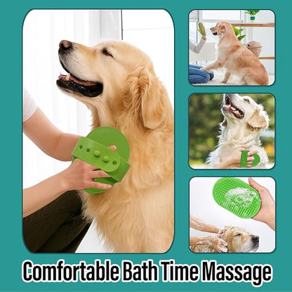 2 Pcs Self Cleaning Deshedding Dog Brush & Bath Brush - Skin Friendly Shedding Grooming Tool For Dogs, Cats And Puppies, Premium Pet Supplies, Green