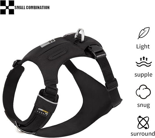 Lightweight Dog Harness, Large to Very Large Breeds, Adjustable Fit.Pet Harness with Pocket, Dog Training Harness for Outdoor Walking Running, Hiking (Black, XXS)