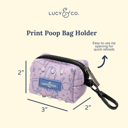 Lucy & Co. Magnificent Mermaid Pearl Dog Poop Bag Holder, Durable Waste Bag Dispenser with Clip for Leash