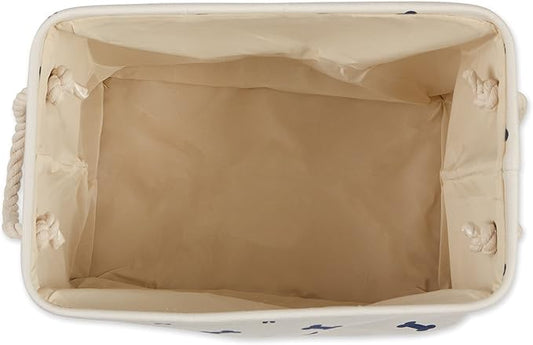 Bone Dry Pet Storage Collection Paw and Bone Print, Small Rectangle, 14x8x9", Nautical Blue