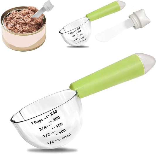 Dog Food Scoop 1 Cup, Pet Food Measuring Cups, Comfortable Long Handled Measuring Cup, for Dog, Cat & Rabbit Food-Grade Pet Food Feeding Scoop, Easily Clean Safe and Reliable (Greener)