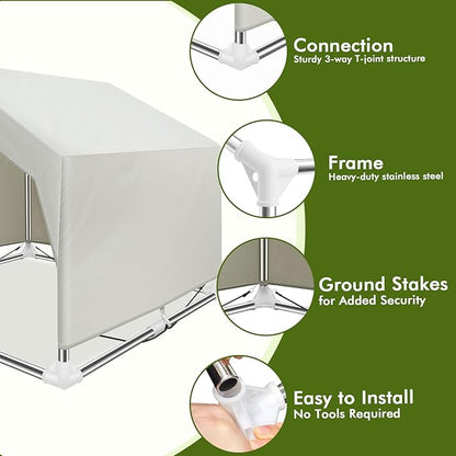 Outdoor Meduim Pet Shade Shelter Tent - Stainless Steel Frame with Ground Stakes for Stability, Spacious Sun Canopy for Dogs, Cats & Other Pets