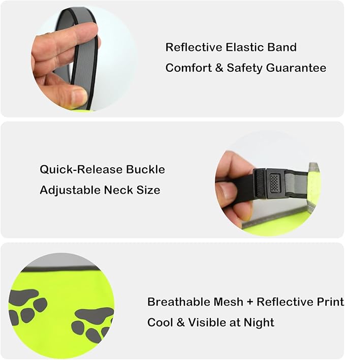 Reflective Dog Bandana Collar Scarf for Small and Large Dogs – Hunting Season High Visibility Night Safety Accessory (Green, Medium)